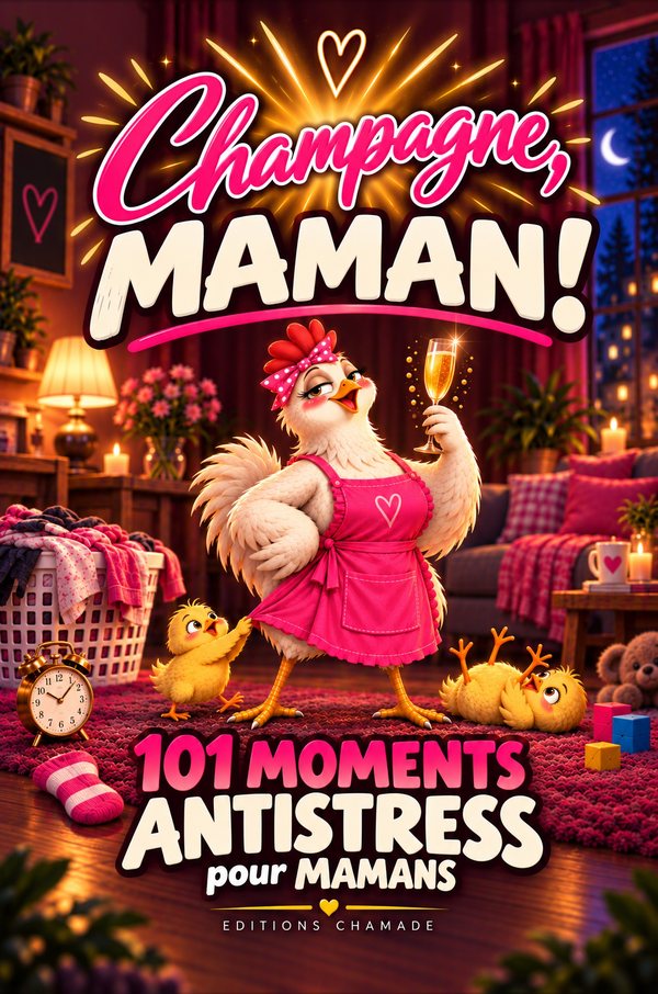 Couverture de « Champagne, maman ! », 101 moments antistress pour mamans au bord de la crise de nerfs